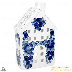 lampion domek 18cm fajans włocławek kobalt