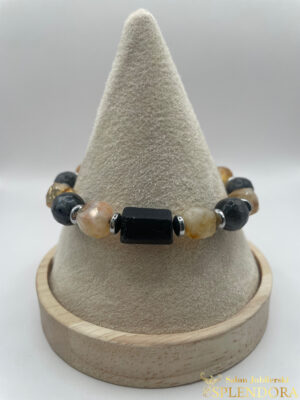 Bransoletka cytryn, hematyt, labradoryt, turmalin