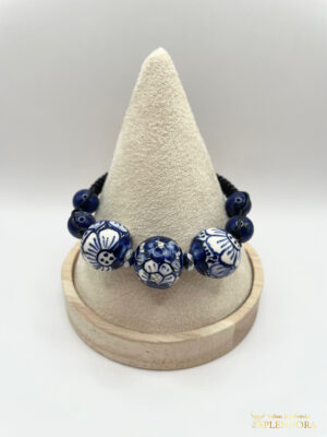 Bransoletka 3 Kulki Kobalt Fajans Włocławek