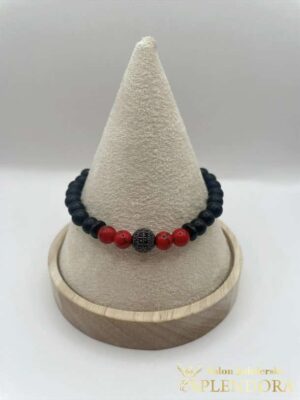 Bransoletka howlit czerwony,onyks