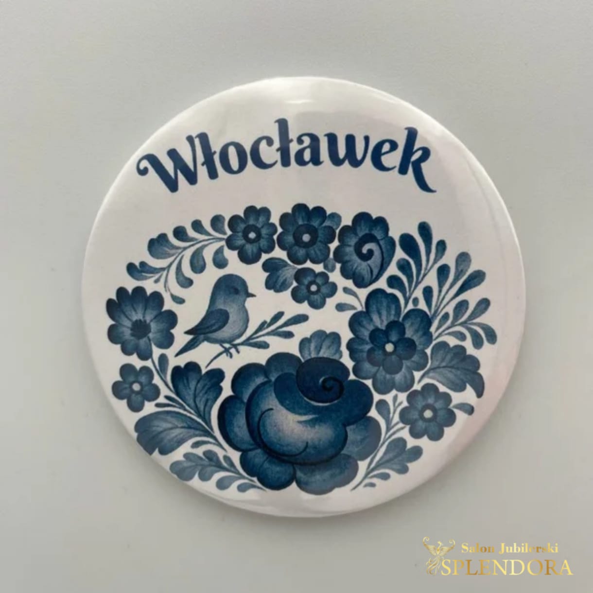 Lusterko okrągłe kobalt ptaszek